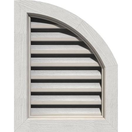 Quarter Round Top Right Western Red Cedar Gable Vent W/Brick Mould Face Frame, 12W X 22H